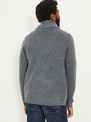 FatFace Calder Charcoal Grey Shawl Collar Knitted Cardigan - Image 3 of 6