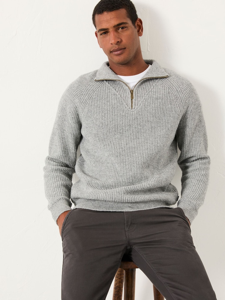 FatFace Harwick Grey Half Neck Knitted Jumper - Image 1 of 5 FatFace Harwick Grey Half Neck Knitted Jumper - Image 1 of 5