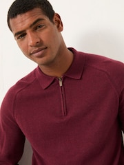 FatFace Rye Claret Zip Collar Knitted Polo Jumper - Image 4 of 5