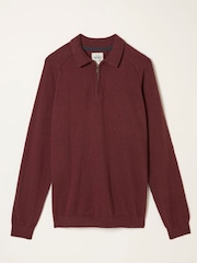 FatFace Rye Claret Zip Collar Knitted Polo Jumper - Image 5 of 5