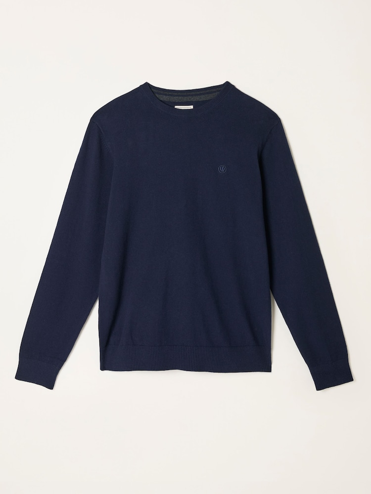 FatFace Rye Navy Crew Neck Knitted Jumper - Image 1 of 1 FatFace Rye Navy Crew Neck Knitted Jumper - Image 1 of 1