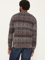 FatFace Dark Natural Blanket Ombre Knitted Crew Neck Jumper - Image 3 of 6
