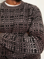 FatFace Dark Natural Blanket Ombre Knitted Crew Neck Jumper - Image 4 of 6
