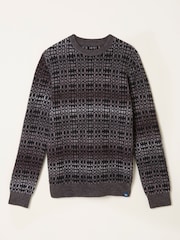 FatFace Dark Natural Blanket Ombre Knitted Crew Neck Jumper - Image 6 of 6