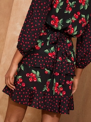 Love & Roses Black Cherry Printed Tea Mini Dress - Image 3 of 4