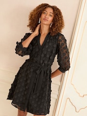 Preto - Vestido mini camisa Love & Roses 3D Spot - Imagem 3 de 4