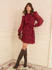 Love & Roses Shirred Crew Neck Mini Dress - Bild 1 von 4