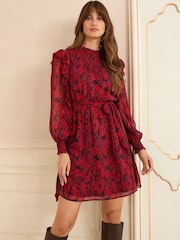 Love & Roses Shirred Crew Neck Mini Dress - Bild 3 von 4