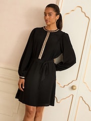 Love & Roses Black Sequin Trim Mini Dress - Image 3 of 4