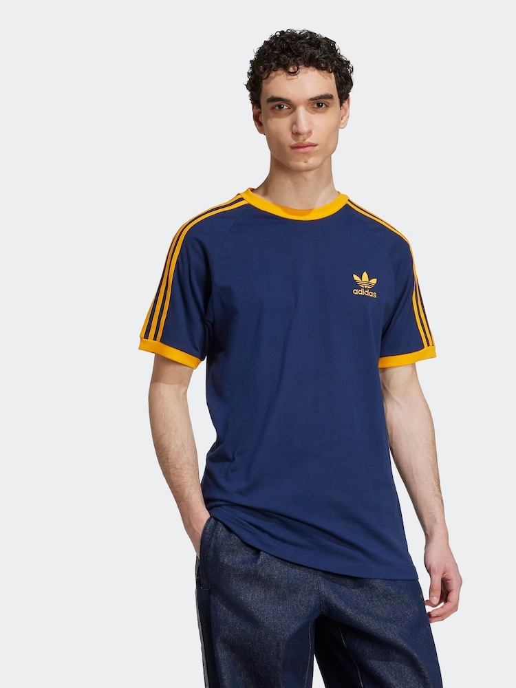 adidas Blue Light Adicolor Classics 3-Stripes 100% Cotton T-Shirt - Image 1 of 6