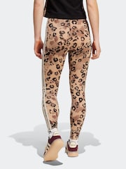 adidas Natural Animal Print 3-Stripes High Rise Cotton Leggings - Image 2 of 6