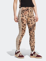 adidas Natural Animal Print 3-Stripes High Rise Cotton Leggings - Image 3 of 6