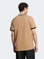 adidas Brown Adicolor Classics 3-Stripes 100% Cotton T-Shirt - Image 2 of 6
