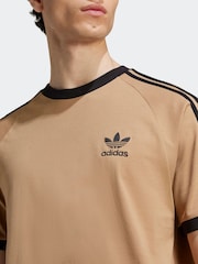 adidas Brown Adicolor Classics 3-Stripes 100% Cotton T-Shirt - Image 4 of 6