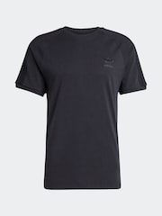adidas Black Dark Adicolor Classics 3-Stripes 100% Cotton T-Shirt - Image 1 of 1