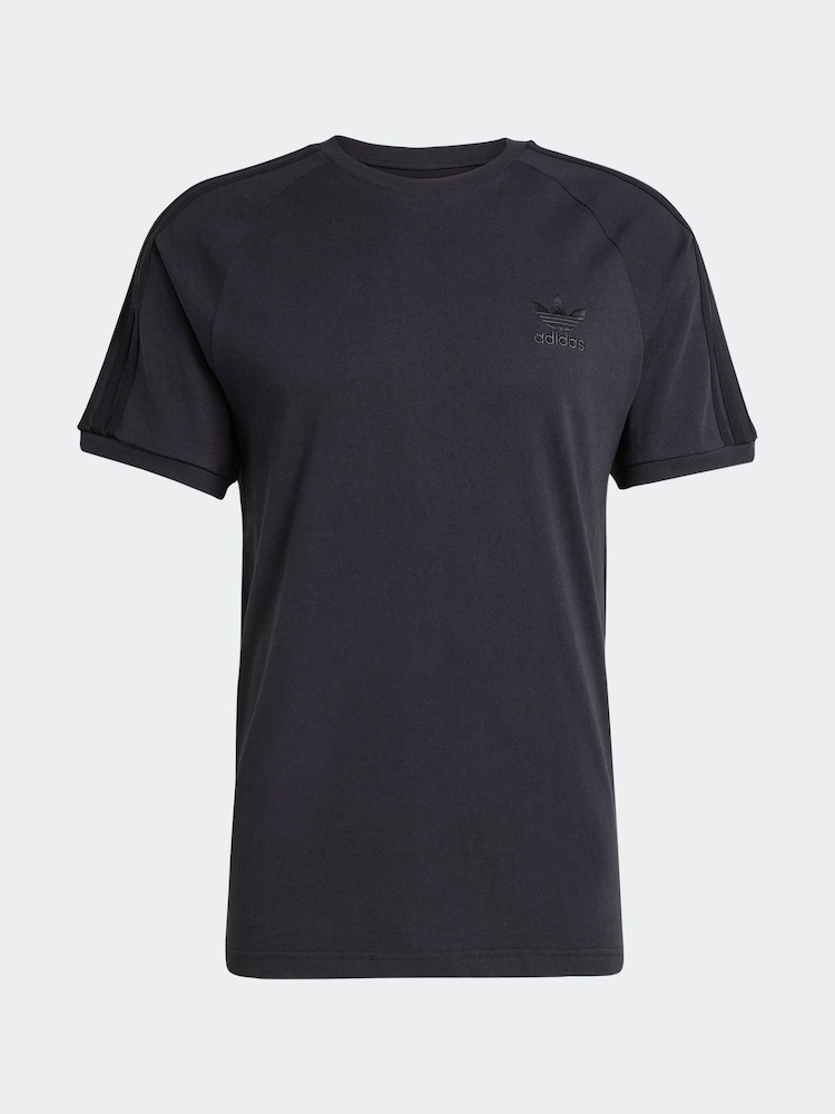 adidas Black Dark Adicolor Classics 3-Stripes 100% Cotton T-Shirt - Image 1 of 1