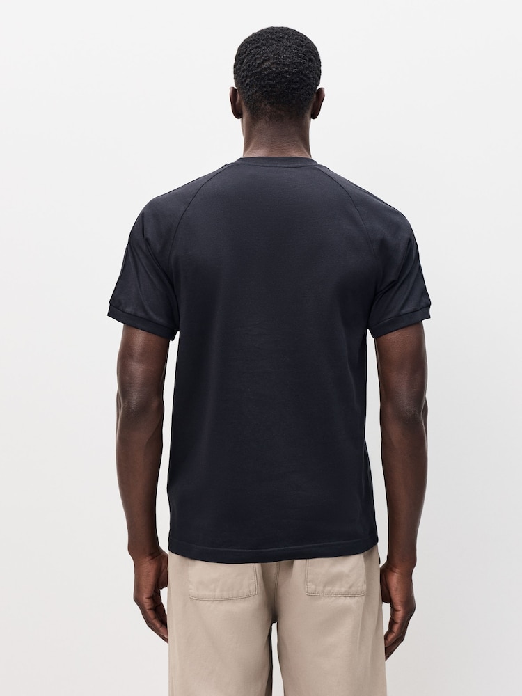adidas Black Dark Adicolor Classics 3-Stripes 100% Cotton T-Shirt - Image 2 of 5