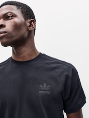 adidas Black Dark Adicolor Classics 3-Stripes 100% Cotton T-Shirt - Image 4 of 5