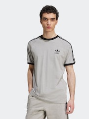 adidas Grey Light Adicolor Classics 3-Stripes 100% Cotton T-Shirt - Image 1 of 6