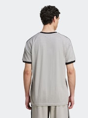 adidas Grey Light Adicolor Classics 3-Stripes 100% Cotton T-Shirt - Image 2 of 6