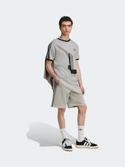 adidas Grey Light Adicolor Classics 3-Stripes 100% Cotton T-Shirt - Image 3 of 6