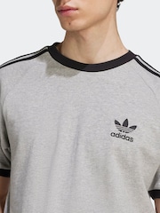 adidas Grey Light Adicolor Classics 3-Stripes 100% Cotton T-Shirt - Image 4 of 6