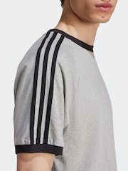adidas Grey Light Adicolor Classics 3-Stripes 100% Cotton T-Shirt - Image 5 of 6