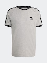 adidas Grey Light Adicolor Classics 3-Stripes 100% Cotton T-Shirt - Image 6 of 6