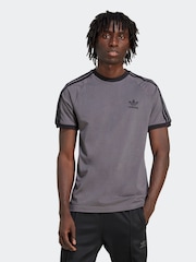adidas Grey Dark Adicolor Classics 3-Stripes 100% Cotton T-Shirt - Image 1 of 6