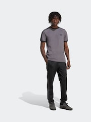 adidas Grey Dark Adicolor Classics 3-Stripes 100% Cotton T-Shirt - Image 3 of 6
