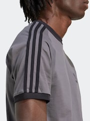 adidas Grey Dark Adicolor Classics 3-Stripes 100% Cotton T-Shirt - Image 4 of 6