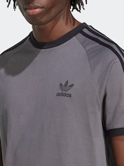 adidas Grey Dark Adicolor Classics 3-Stripes 100% Cotton T-Shirt - Image 5 of 6