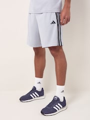 adidas Grey Train Essentials Piqué 3-Stripes Training Shorts - Image 1 of 6