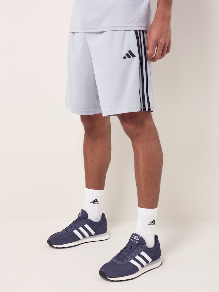 adidas Grey Train Essentials Piqué 3-Stripes Training Shorts - Image 1 of 6