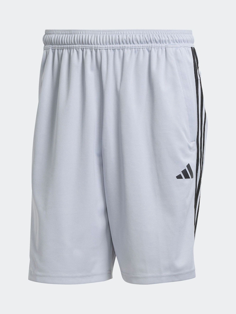adidas Grey Train Essentials Piqué 3-Stripes Training Shorts - Image 6 of 6