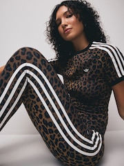 adidas Originals Natural Leopard 3-Stripes Leggings - Image 3 of 5