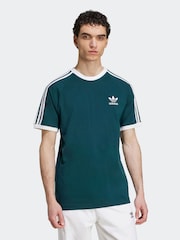 adidas Green Adicolor Classics 3-Stripes 100% Cotton T-Shirt - Image 1 of 6