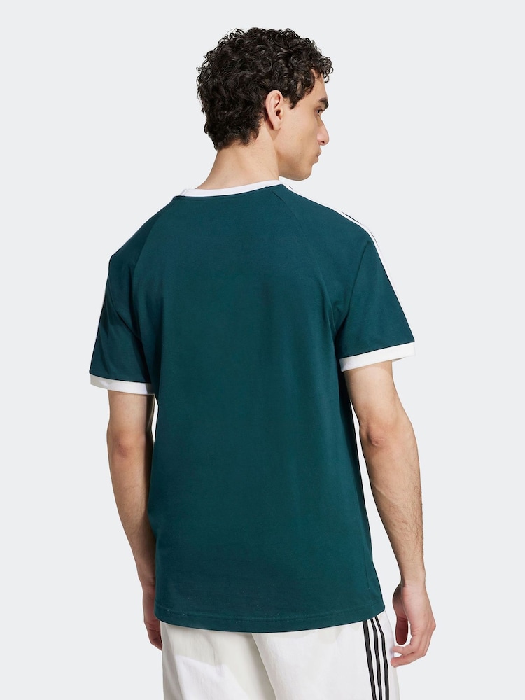 adidas Green Adicolor Classics 3-Stripes 100% Cotton T-Shirt - Image 2 of 6