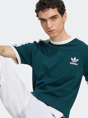 adidas Green Adicolor Classics 3-Stripes 100% Cotton T-Shirt - Image 4 of 6
