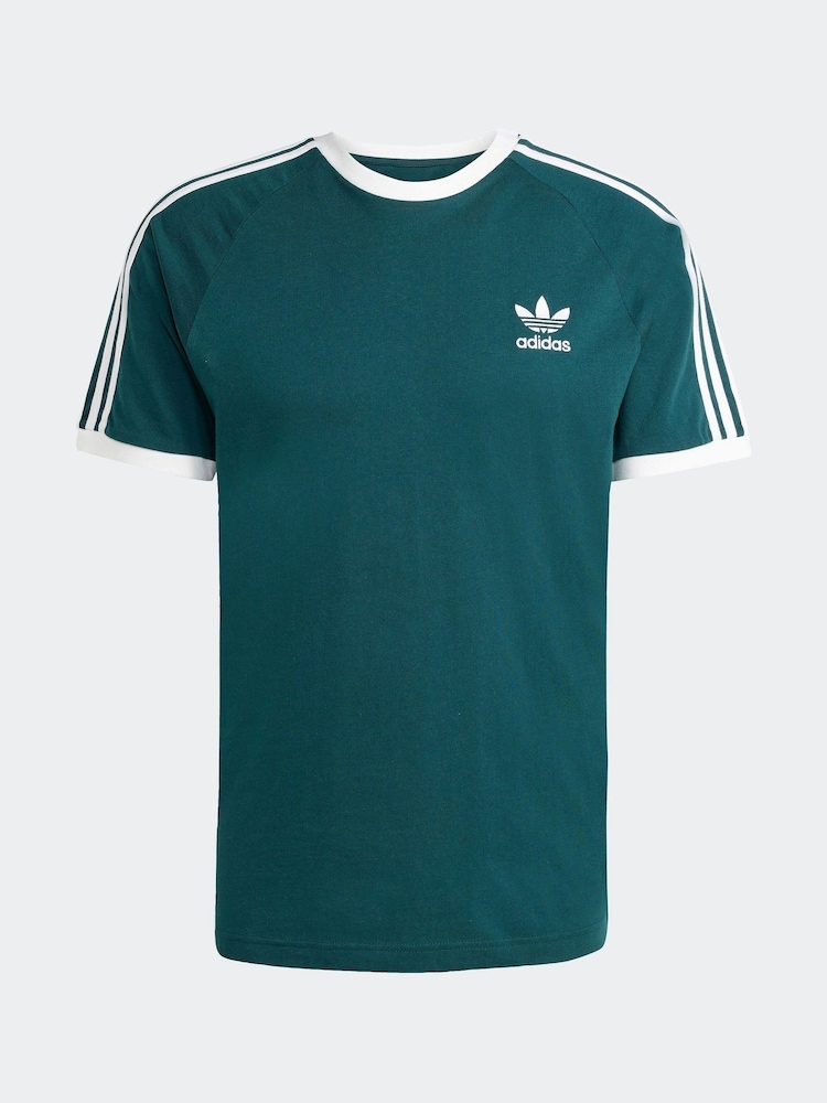 adidas Green Adicolor Classics 3-Stripes 100% Cotton T-Shirt - Image 6 of 6