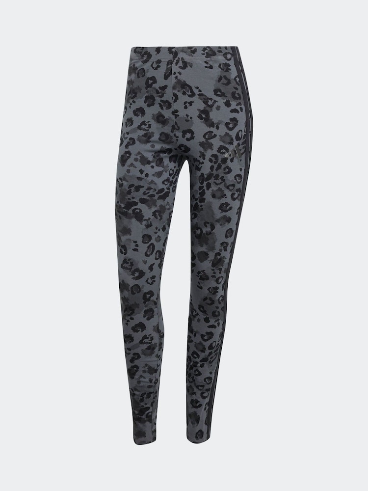 adidas Natural Nude Animal Print 3-Stripes High Rise Cotton Leggings - Image 6 of 6