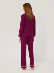 Jigsaw Purple Herringbone 100% Cotton Pyjamas Set - Image 3 of 6