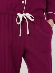 Jigsaw Purple Herringbone 100% Cotton Pyjamas Set - Image 4 of 6