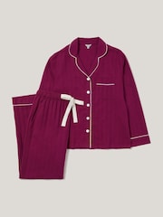Jigsaw Purple Herringbone 100% Cotton Pyjamas Set - Image 6 of 6