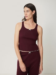 Jigsaw Red 100% Cotton Pointelle Vest Top - Image 1 of 7