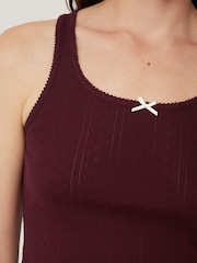 Jigsaw Red 100% Cotton Pointelle Vest Top - Image 2 of 7