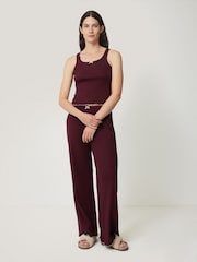 Jigsaw Red 100% Cotton Pointelle Vest Top - Image 3 of 7