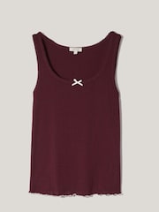 Jigsaw Red 100% Cotton Pointelle Vest Top - Image 6 of 7