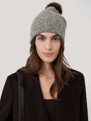 Jigsaw Grey Donegal Lambswool Pom Hat - Image 2 of 5