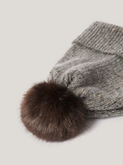 Jigsaw Grey Donegal Lambswool Pom Hat - Image 3 of 5